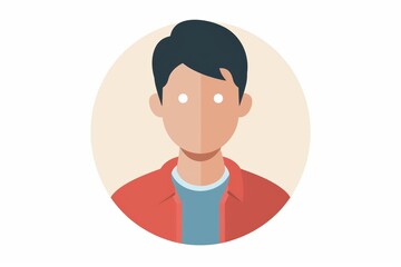 Minimalist Portrait with Round Frame. Generative AI.