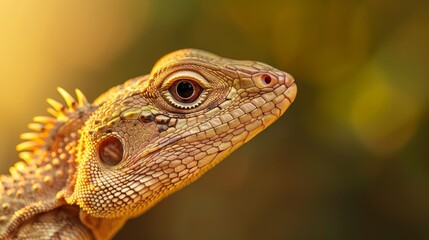 Obraz premium Reptile basking in the sun, exhibiting natural behaviors and survival instincts, detailed close-up of its skin and environment