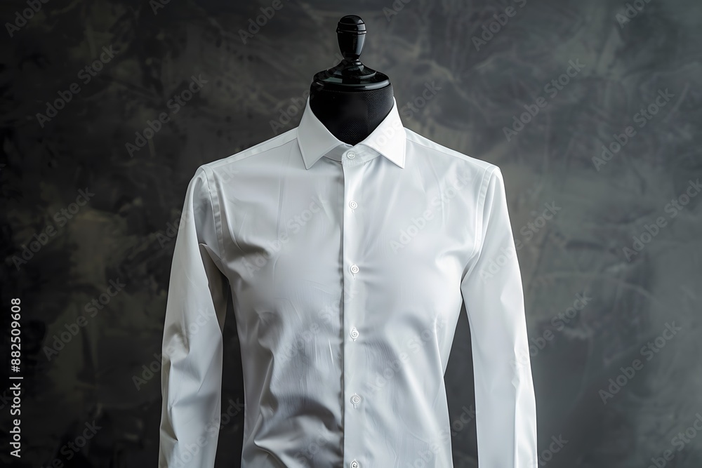 Wall mural formal white dress shirt on an invisible mannequin, dark grey background, soft and professional ligh