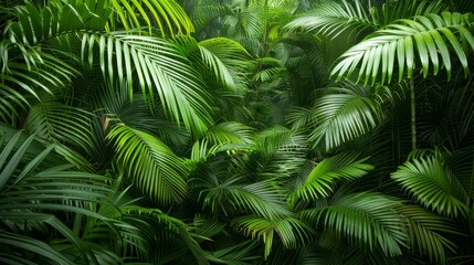 Tropical rainforest habitat, dense ecosystem with vibrant greenery, exotic wildlife, and intricate plant networks, a testament to nature's complexity