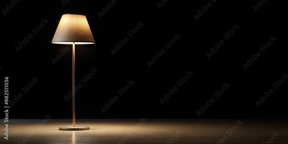 Canvas Prints Simple lamp standing on black background, lamp, light, black, dark, interior, decoration, minimalist, modern