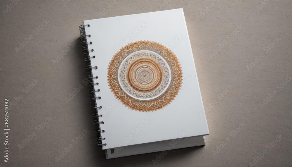 Poster white notebook white note empty cover top spiral view empty top spiral notebook view cover