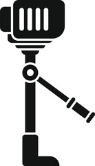 Professional microphone standing on a tripod, ready for recording a podcast or other audio content