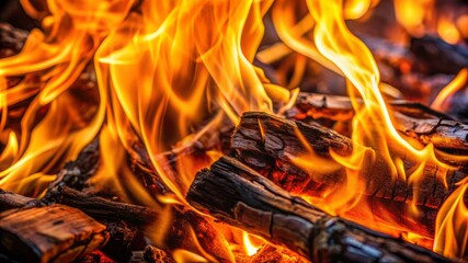 Fototapeta premium A pile of wood that is on fire