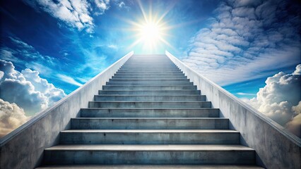 Obraz premium Stairway leading up to the sky , stairway, upward, steps, clouds, sky, ascent, high, climb, heaven, dream, ethereal