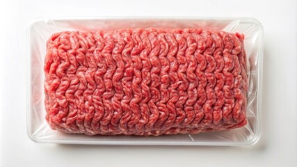 A tray of meat is displayed on a white background