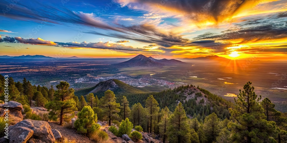 Sticker Sunset view from Mount Humphreys showcasing Flagstaff Arizona , sunset, Mount Humphreys, overlook, Flagstaff, Arizona, landscape