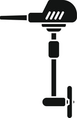 Black and white icon of a boat motor engine, highlighting the propeller for water propulsion