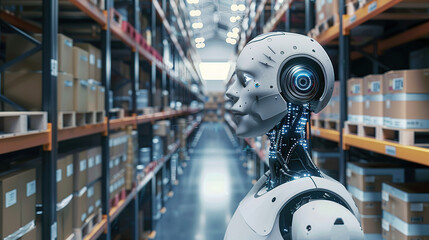 Fototapeta premium Industrial robots in modern warehouses