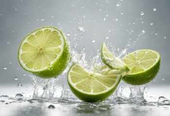 background drops citrusfruit splash water cut lime drop transparent slices citrous half olated ai slice generative