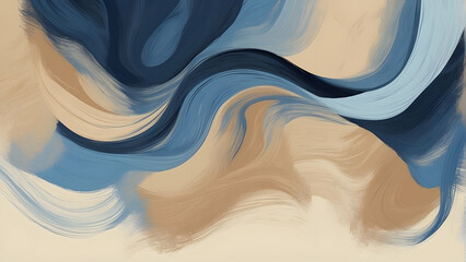 Abstract blue and tan brush strokes