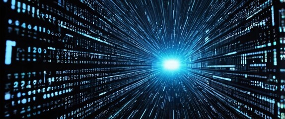 Fototapeta premium An abstract digital background with binary code and AI algorithms running in the background 