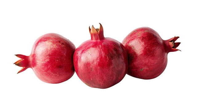 Bold and Juicy Pomegranates with Rich Red Seeds on White Background