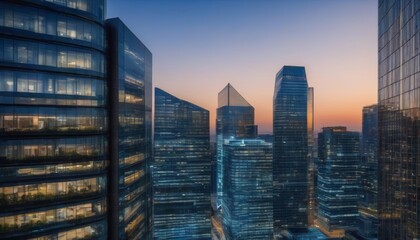 Obraz premium blue office buildings modern business sky blue office view hour transparent architecture financial building building olated olated to