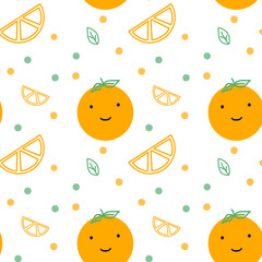 seamless pattern with fruits oranges 