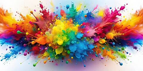 Fototapeta premium Vibrant explosion of colors in abstract paint splatter design, abstract, vibrant, explosion, colors, paint, splatter, design