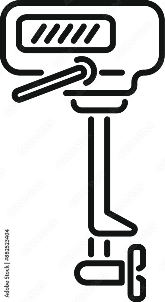 Poster simple boat motor icon with a clear view of the propeller and engine power indicator