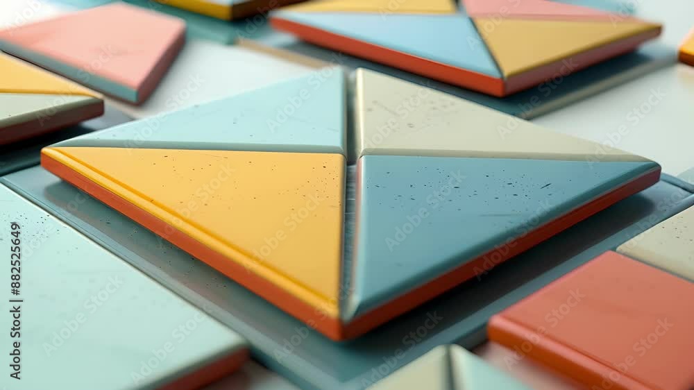 Poster a set of coasters with an urban feel featuring angular geometric shapes and a cool modern color pale