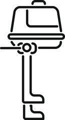 Simple line icon of a boat motor, representing the power behind water transportation and recreational boating
