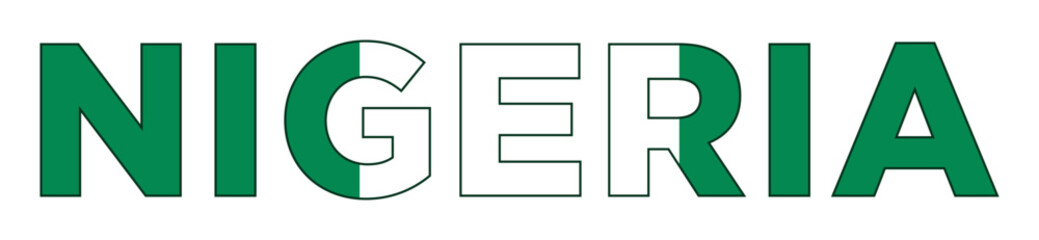 NIGERIA flag text font typography.