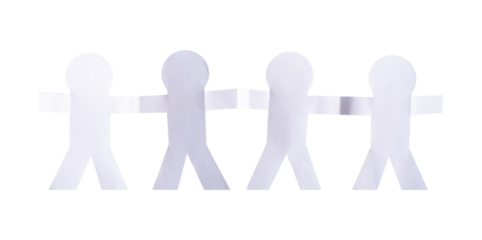teamwork connection paper cut isolated