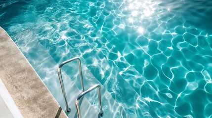 Beautiful view of swimming pool side with clear blue water