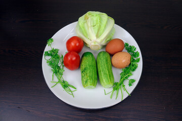 Assortment of Fresh Cooking Ingredients Including Egg, Onion, Green Chili, Coriander Leaves, Cucumber, Tomato, Cabbage, Potato, Bread, Noodles, Sugar, Jackfruit, Carrot, Garlic, Ginger, Lemon