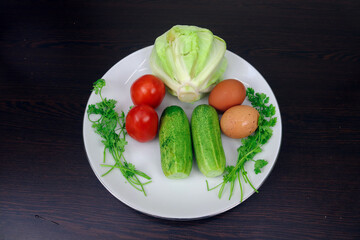 Assortment of Fresh Cooking Ingredients Including Egg, Onion, Green Chili, Coriander Leaves, Cucumber, Tomato, Cabbage, Potato, Bread, Noodles, Sugar, Jackfruit, Carrot, Garlic, Ginger, Lemon