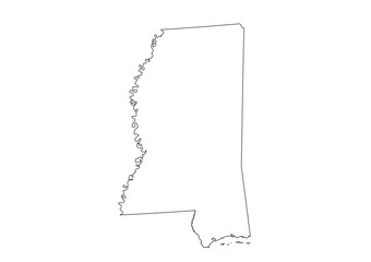 Obraz premium Political map of Mississippi state, United States of America