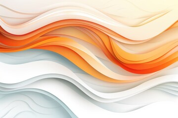 Naklejka premium Abstract fluid art with vibrant orange and cream waveforms, blending into each other seamlessly, creating a soothing and dynamic visual effect.