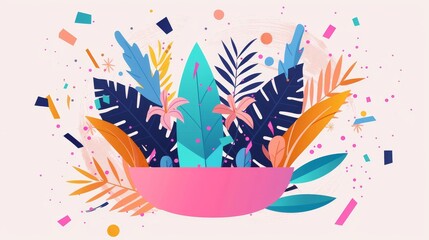 Obraz premium Carnival parade floats adorned with ornamental labels and intricate decorations, capturing the excitement and joy of the celebration, flat design illustration