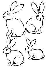 set of rabbits silhouettes