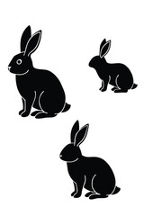 set of rabbits silhouettes
