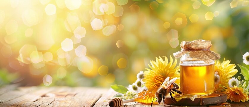 World bee day background and honey with copy space. National Wildlife Day, World Wildlife Day, Wildlife Conservation Day, and many more.