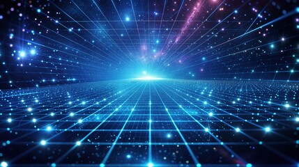 Fototapeta premium Futuristic Grid Landscape With Stars