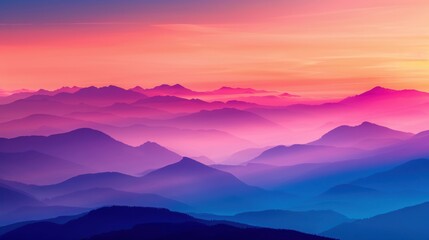 Obraz premium A breathtaking view of colorful mountain layers at sunset, creating a serene and dreamy landscape.