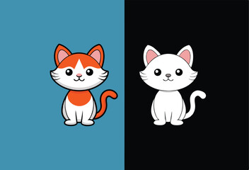 Fototapeta premium Cute Cat Duo on Colorful Backgrounds