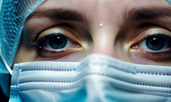 Focused doctor's eyes reveal determination and dedication