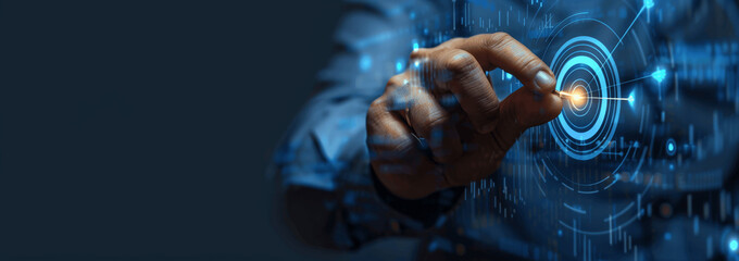 Businessman Analyzing Financial Data with Virtual Graphics for Investment Growth Goals