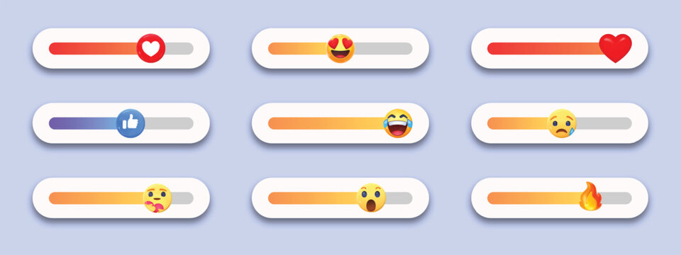 social media poll emoji slider stickers. 3d poll slider