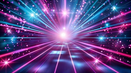 Obraz premium Neon Laser Show With Star Beams