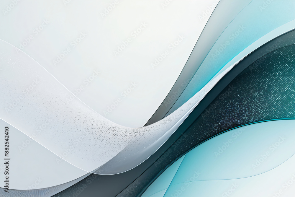 Poster abstract 3d turquoise blue flow wave on light background. digital data structure. future mesh or sou