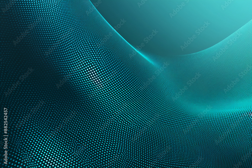 Aufkleber abstract 3d teal blue flow wave on dark background. digital data structure. future mesh or soundgrid