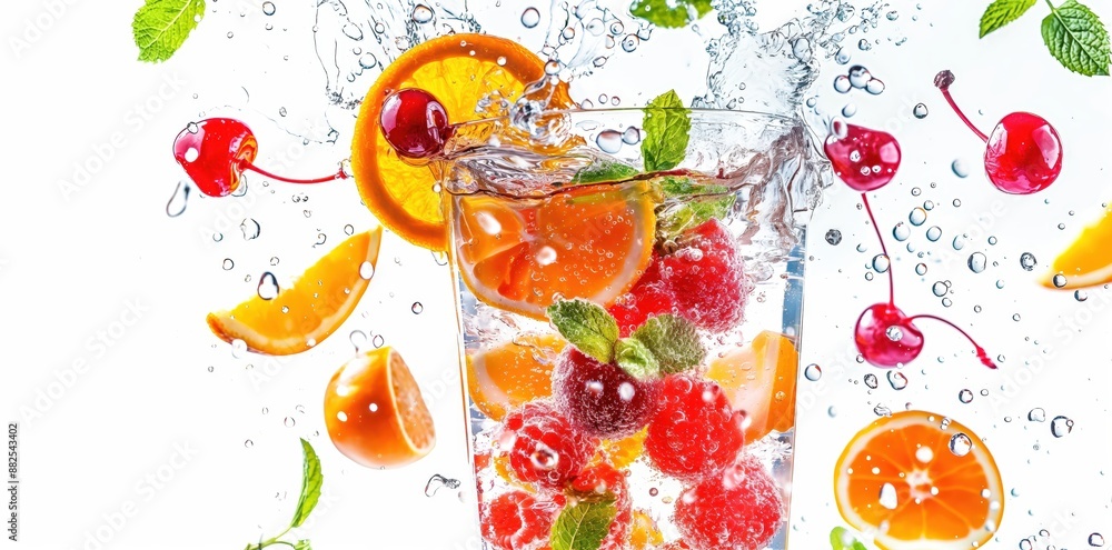 Poster fruit and water splash