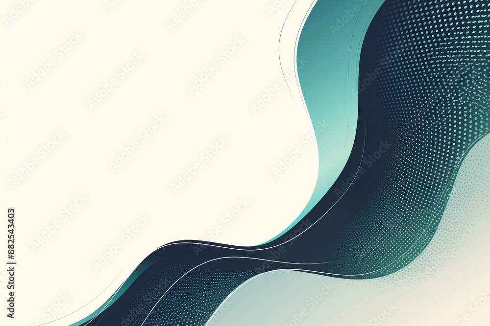 Poster abstract 3d turquoise blue flow wave on light background. digital data structure. future mesh or sou