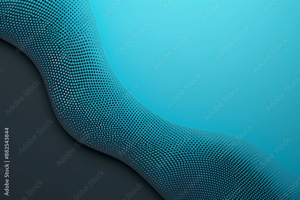 Poster abstract 3d teal blue flow wave on dark background. digital data structure. future mesh or soundgrid