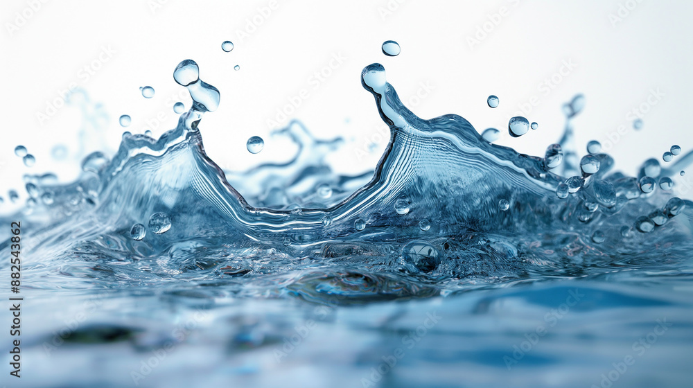 Poster clean water splashing making a crown shape on white background