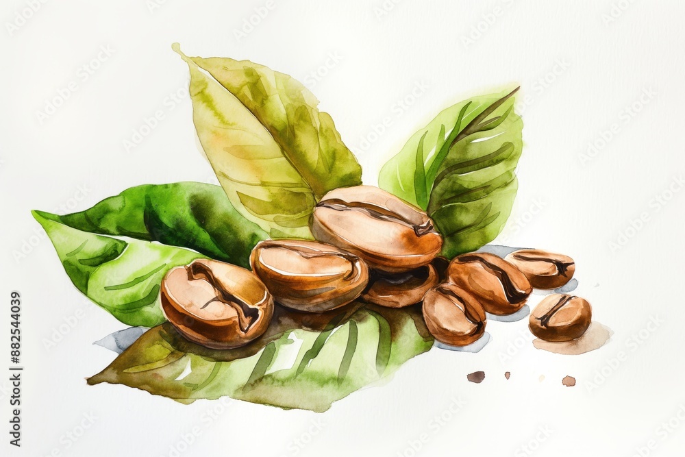 Canvas Prints coffee beans and leaves