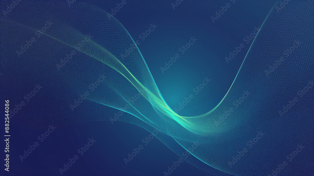 Aufkleber abstract 3d teal blue flow wave on dark background. digital data structure. future mesh or soundgrid