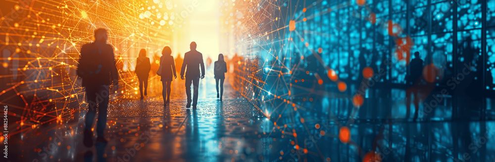 Poster global business networking and data exchange analysis customer connection hr recruitment outsourcing